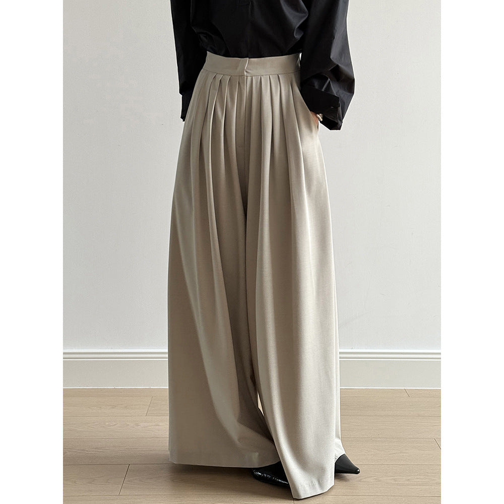 Women's High-Waisted Tencel Wool Wide-Leg Pants