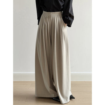 Women's High-Waisted Tencel Wool Wide-Leg Pants