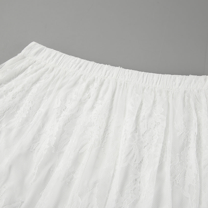 Women's Sexy White Lace Sheer Skirt