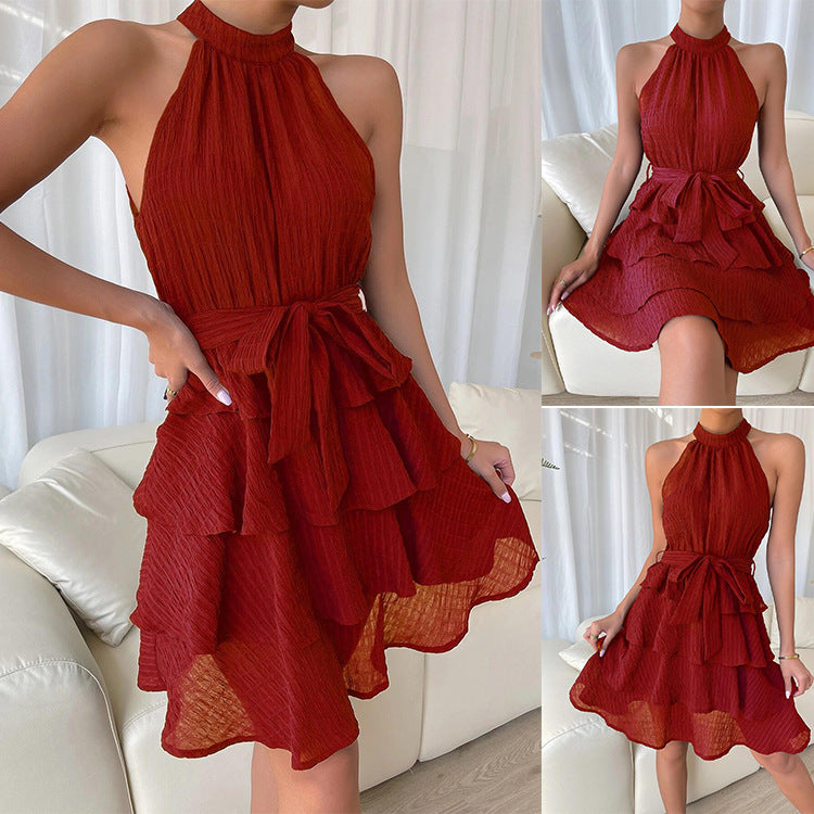 Casual Summer Sleeveless Ruffled Mini Dresses