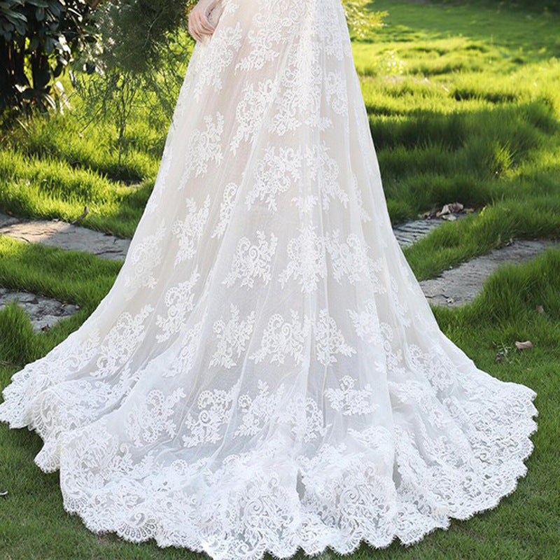 Vintage Forest Style Strapless Lace Wedding Dresses