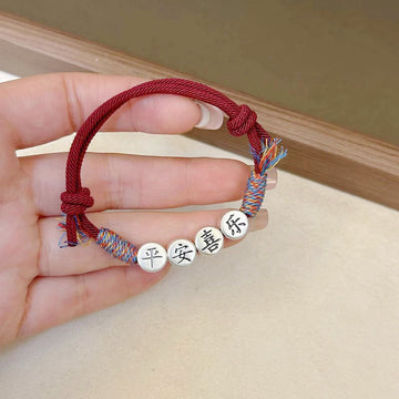 Bridesmaid Gifts 999 Silver Double-sided Peace and Joy Women's Woven Red Rope Bracelets