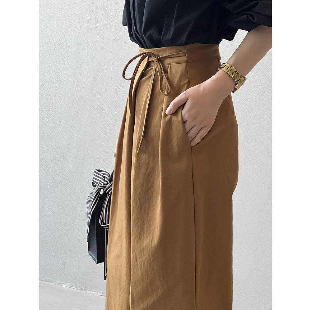 Designer Asymmetric Wrap-Waist Wide Leg Pants