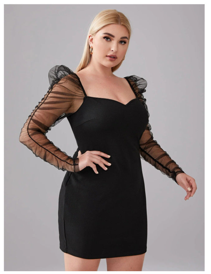 Black Tulle Plus Sizes Women Dresses-Dresses-Free Shipping at meselling99