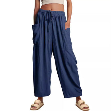 High-Waisted Wide-Leg Pants with Elastic Waist