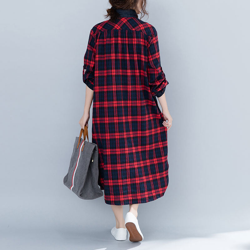 Vintage Plus Sizes Long Sleeves Shirts Dresses-Shirts & Tops-Free Shipping at meselling99