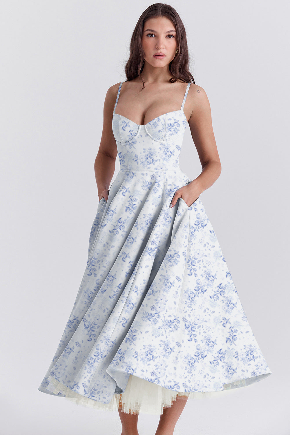 Elegant Princess Gown - French Chiffon Tiered Strapless Ball Gown Dress for Women