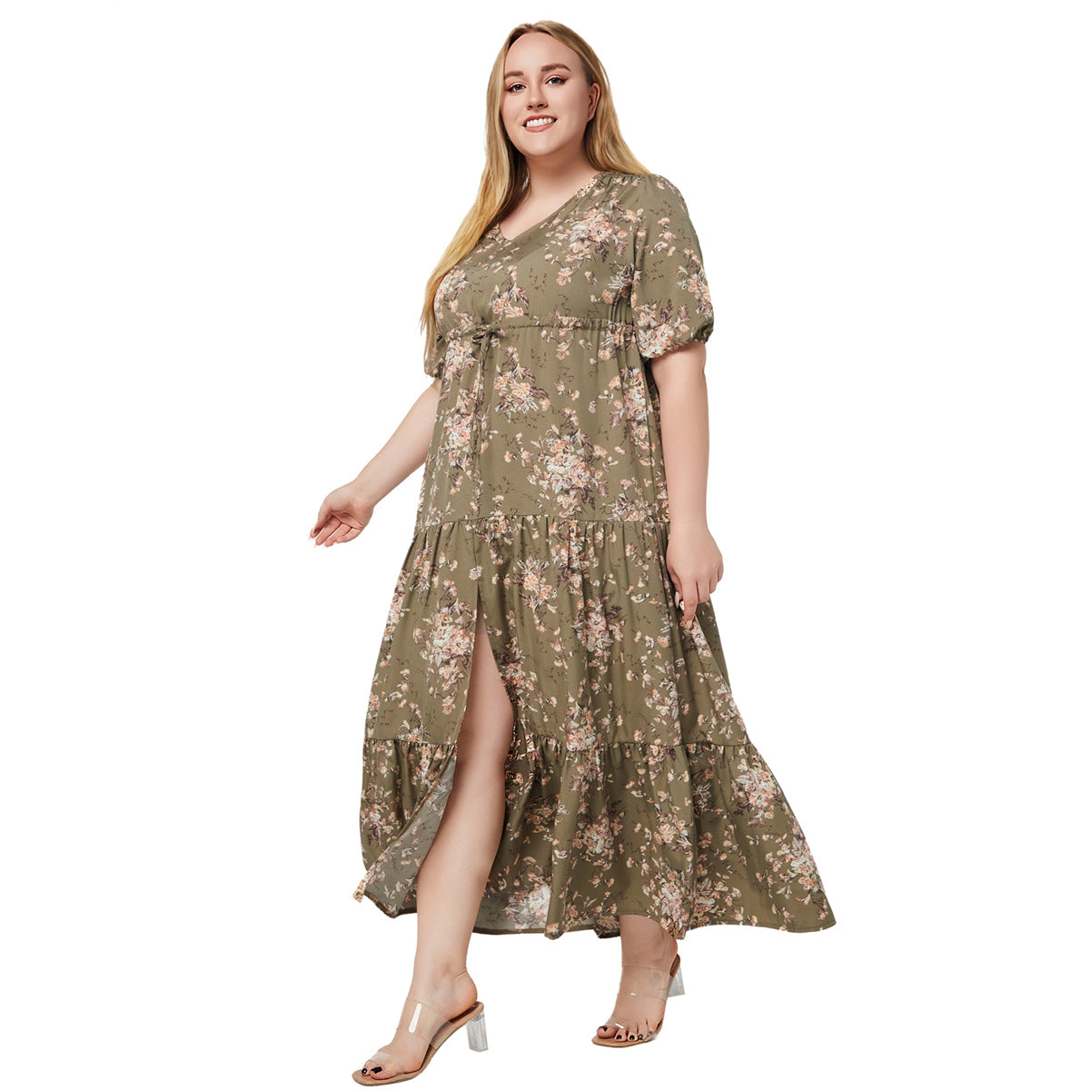 Plus Size Summer Boho Print Flowy Maxi Dress