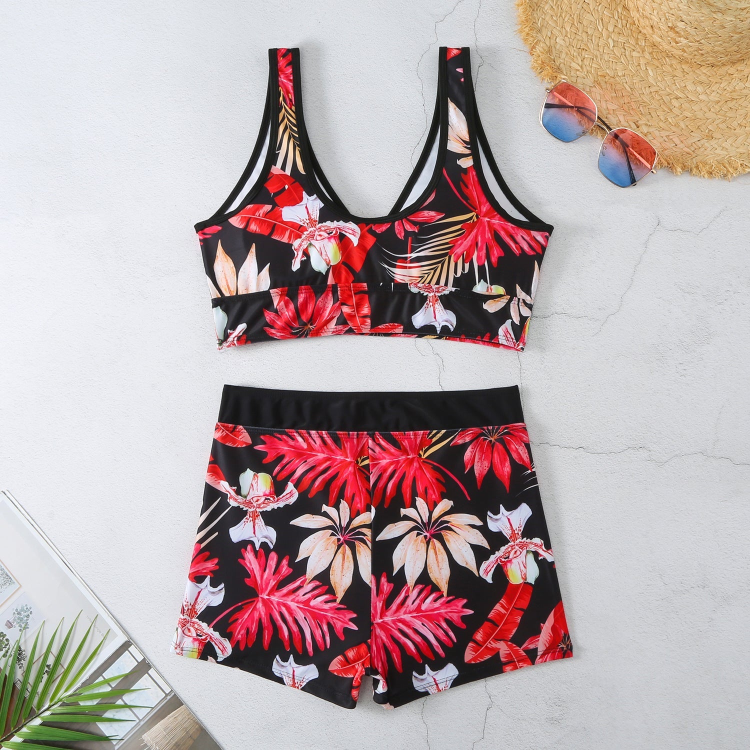 Sexy Floral Print  Summer Boxer Swimsuits
