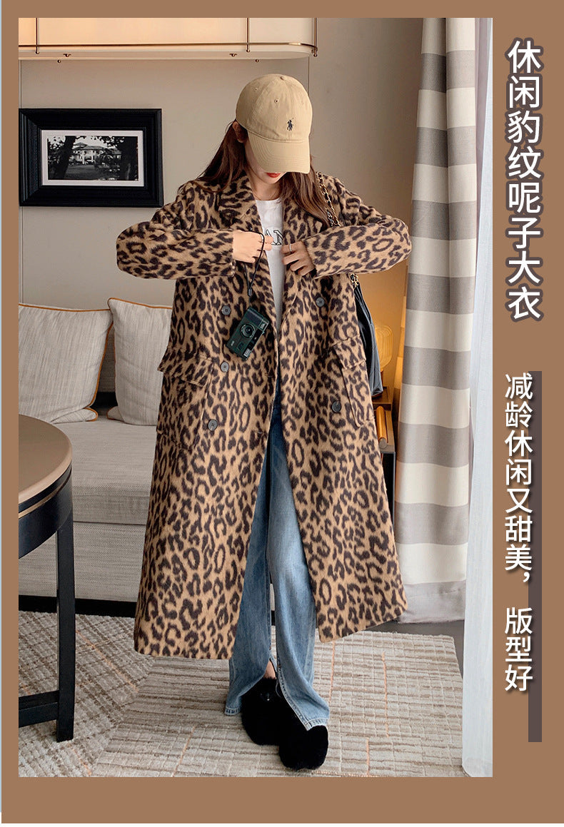 Fashion Leopard Long Overcoat for Women