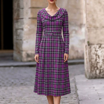 Autumn Winter Plaid Print Long Dress for Women