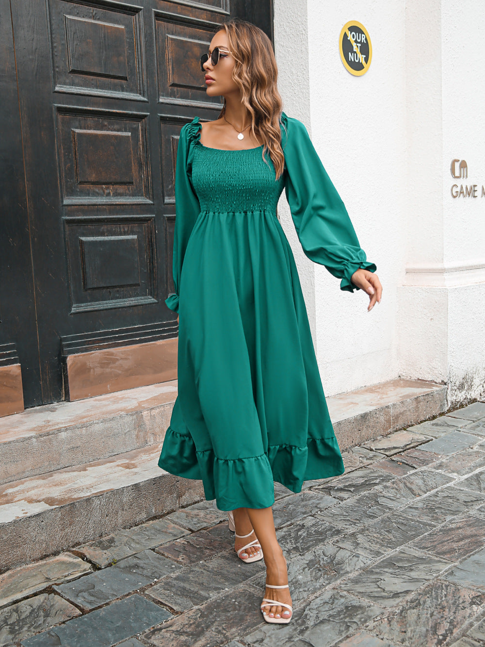 Casual Ruffled Long Sleeves Fall Dresses