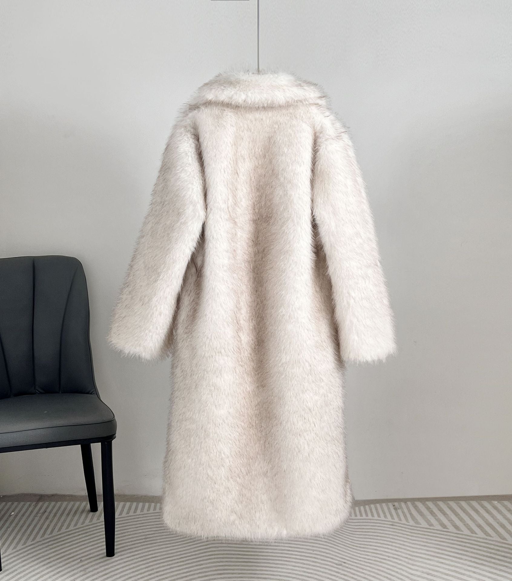 Women's Long Faux Fur Coat – Winter & Autumn Oversized Blazer Collar Jacket