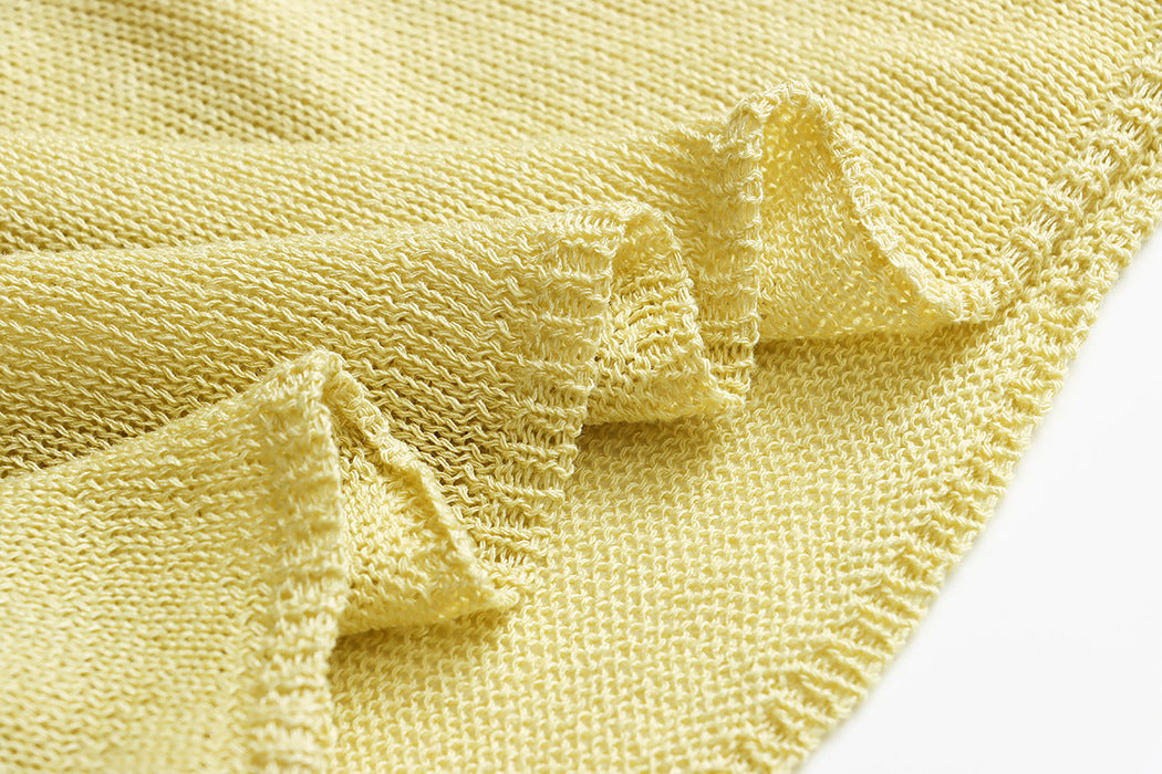 Linen-Blend Relaxed Knit Shirt Blouses