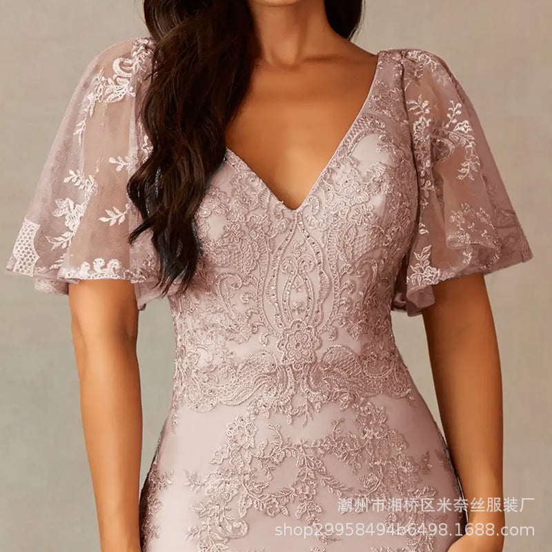 Elegant Handmade Embroidery Plus Sizes Evening Dresses