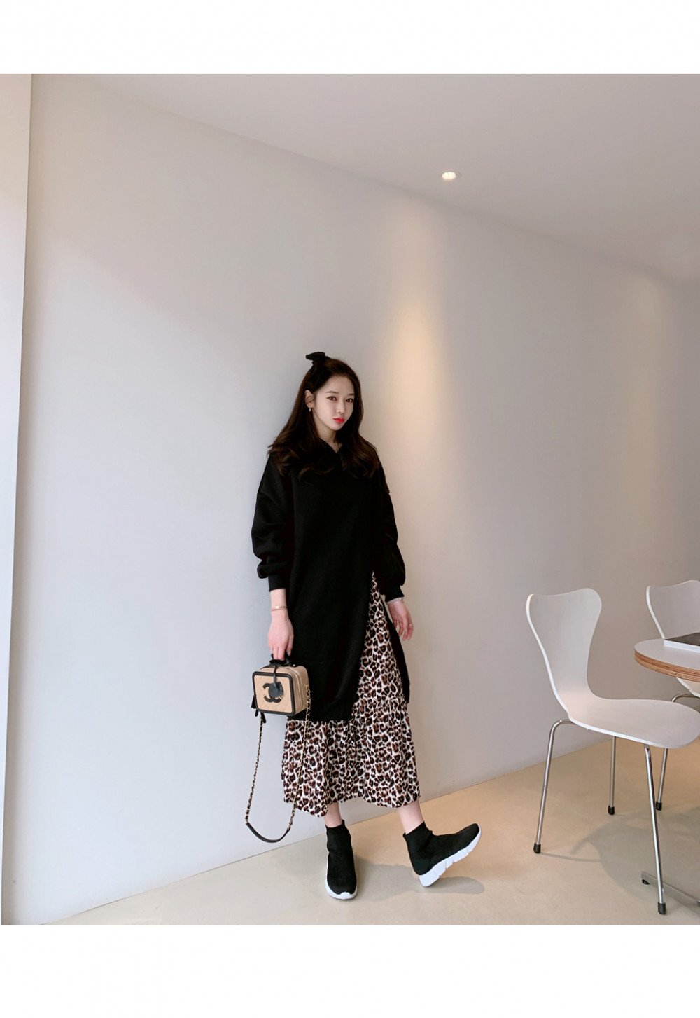 Leisure Leopard Fake Two Pieces Autumn Long Dresses-Dresses-Free Shipping at meselling99