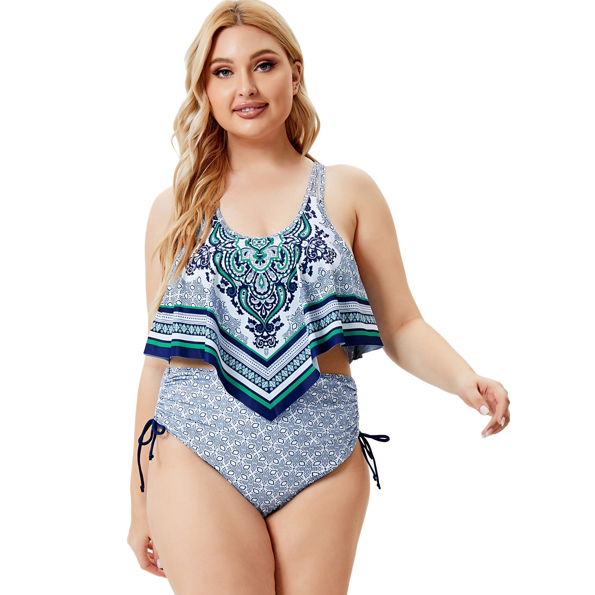 Blue Print Vintage Plus Sizes Summer Bikini Swimwear