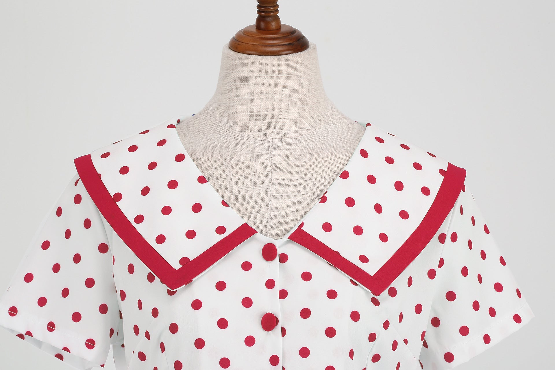 Vintage-Inspired Polka Dot Print Wrap Waist Flared Dress with Belt