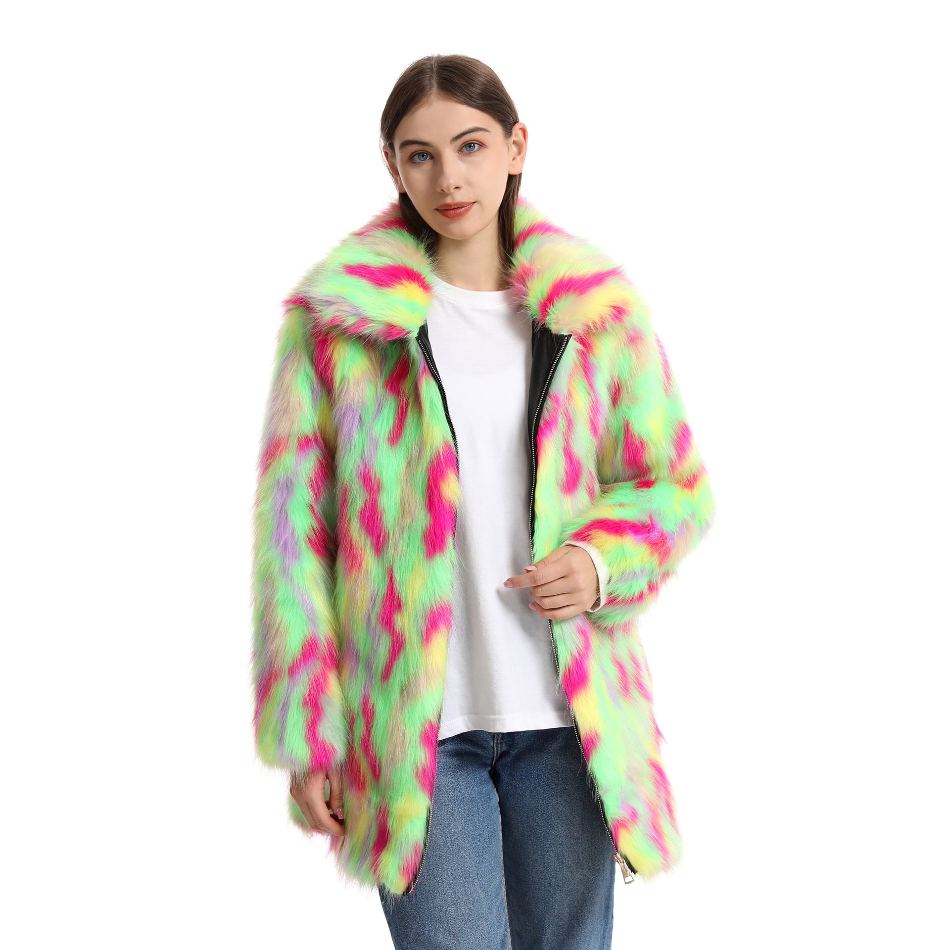 Women's Plush Long-Length Faux Fur Coat