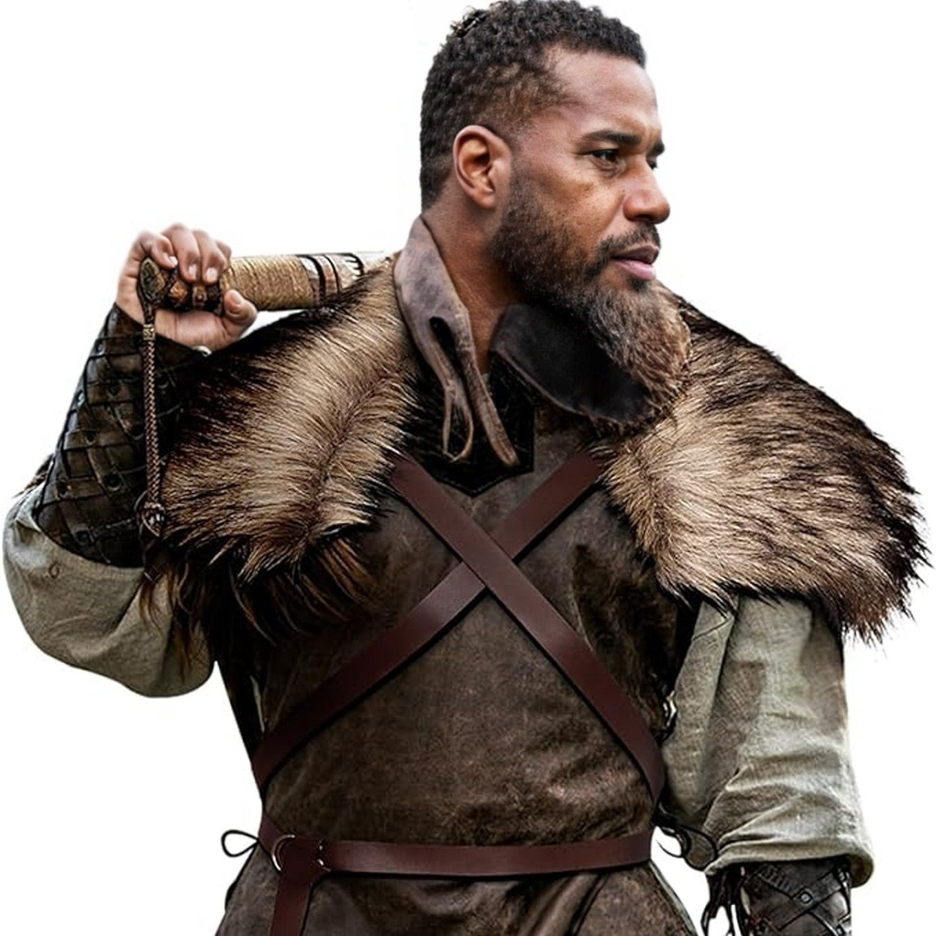 Men's Faux Fur Collar Medieval Cape