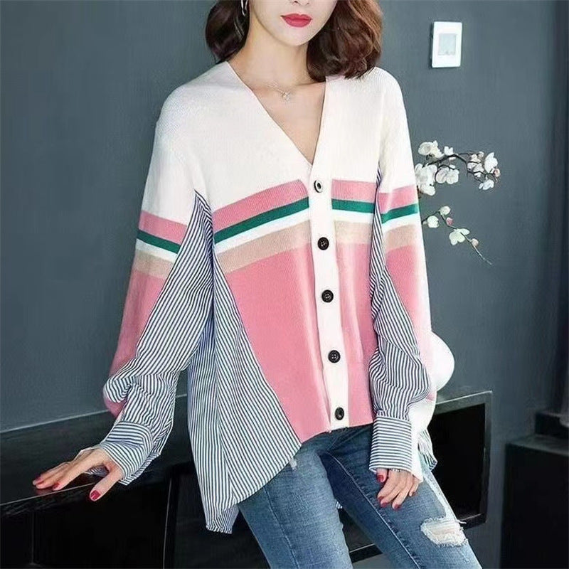 Vintage Long Sleeves Striped Knitting Women Cardigan Sweaters