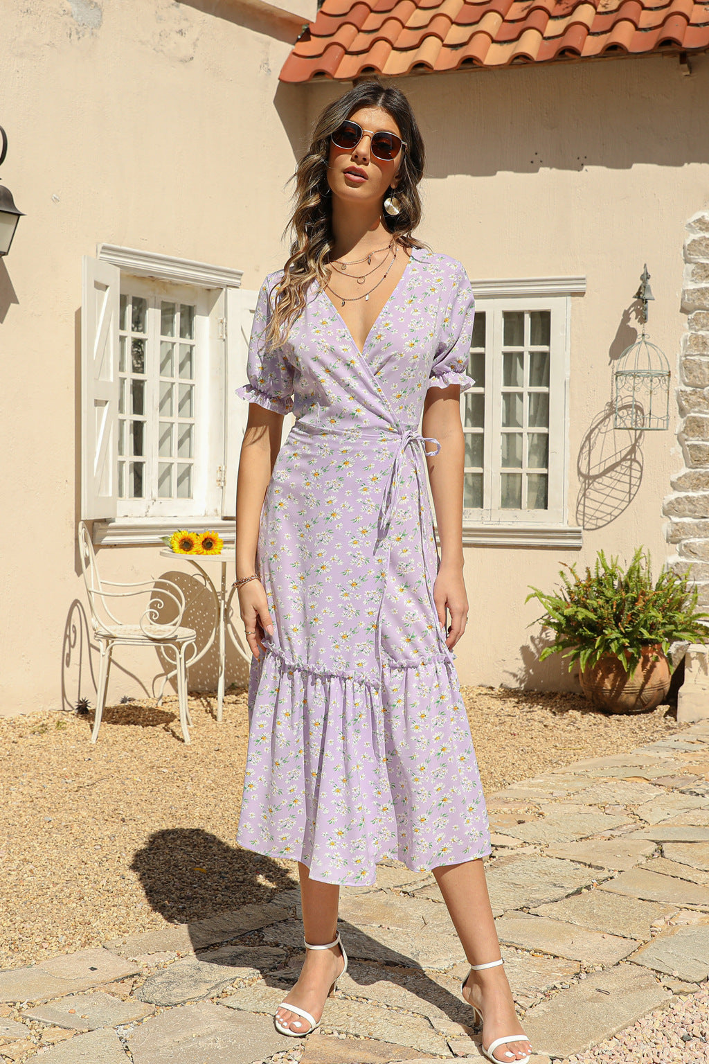 Women's Summer Boho V-Neck Beach Dress