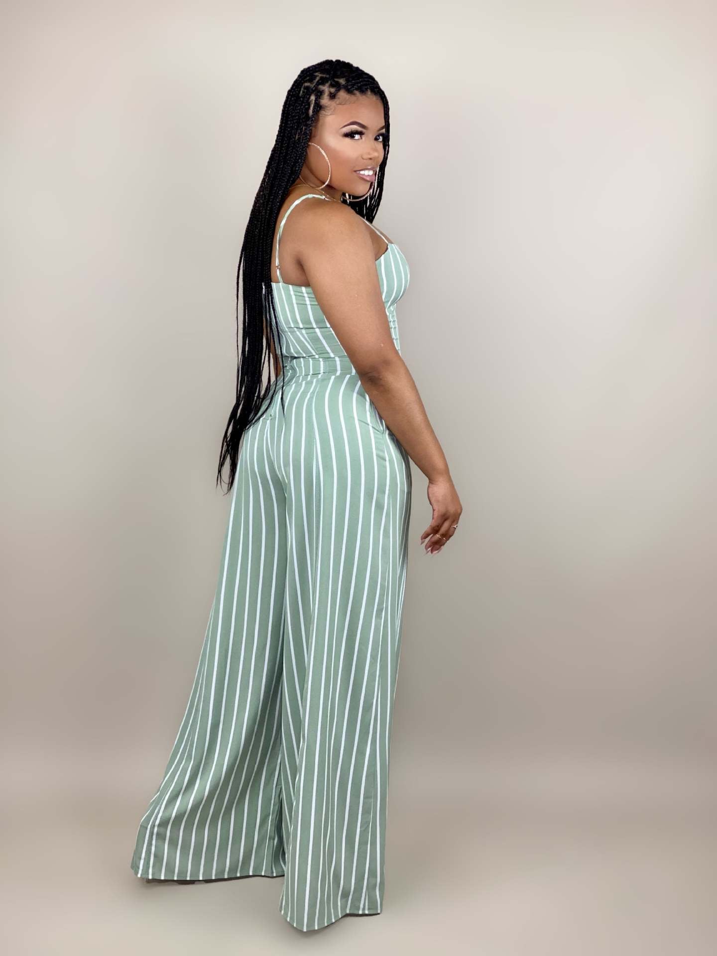 Sexy Backless Striped Wide Legs Jumpsuits