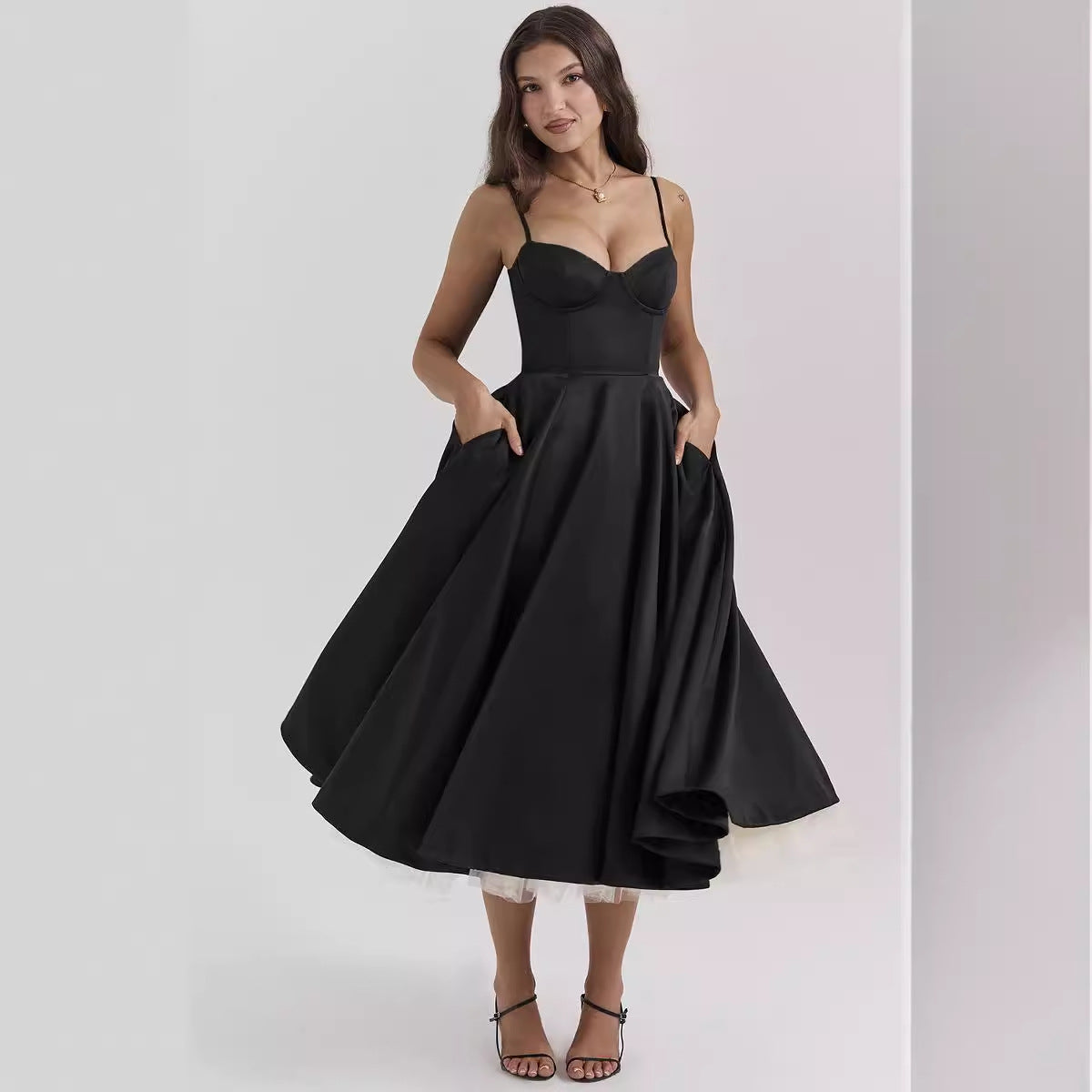 Elegant Princess Gown - French Chiffon Tiered Strapless Ball Gown Dress for Women