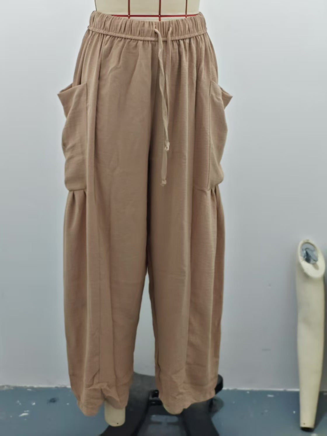 High-Waisted Wide-Leg Pants with Elastic Waist