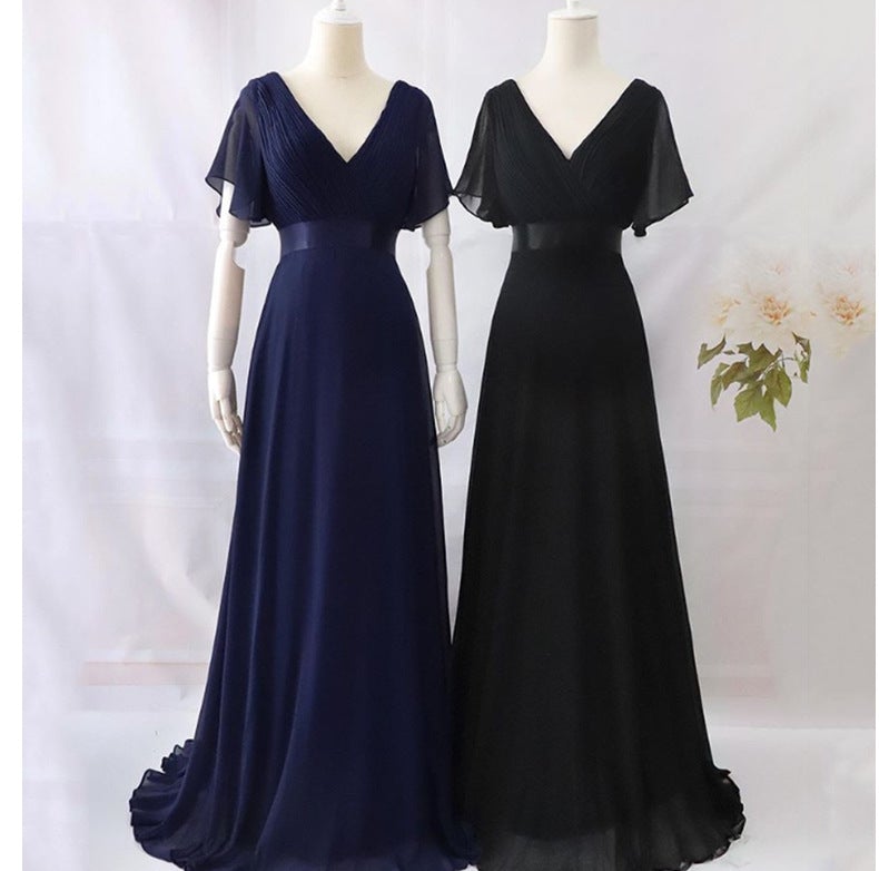Elegant V Neck Chiffon Women Party Dresses-Dresses-Free Shipping at meselling99