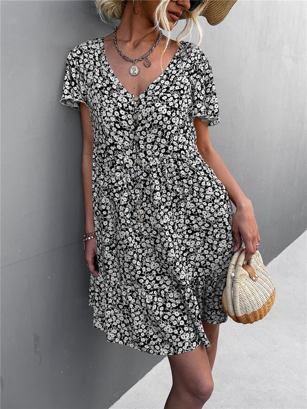 Leisure Floral Print Summer Short Dresses