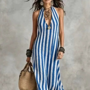Striped Sleeveless Maxi Dress