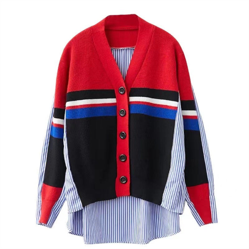 Vintage Long Sleeves Striped Knitting Women Cardigan Sweaters