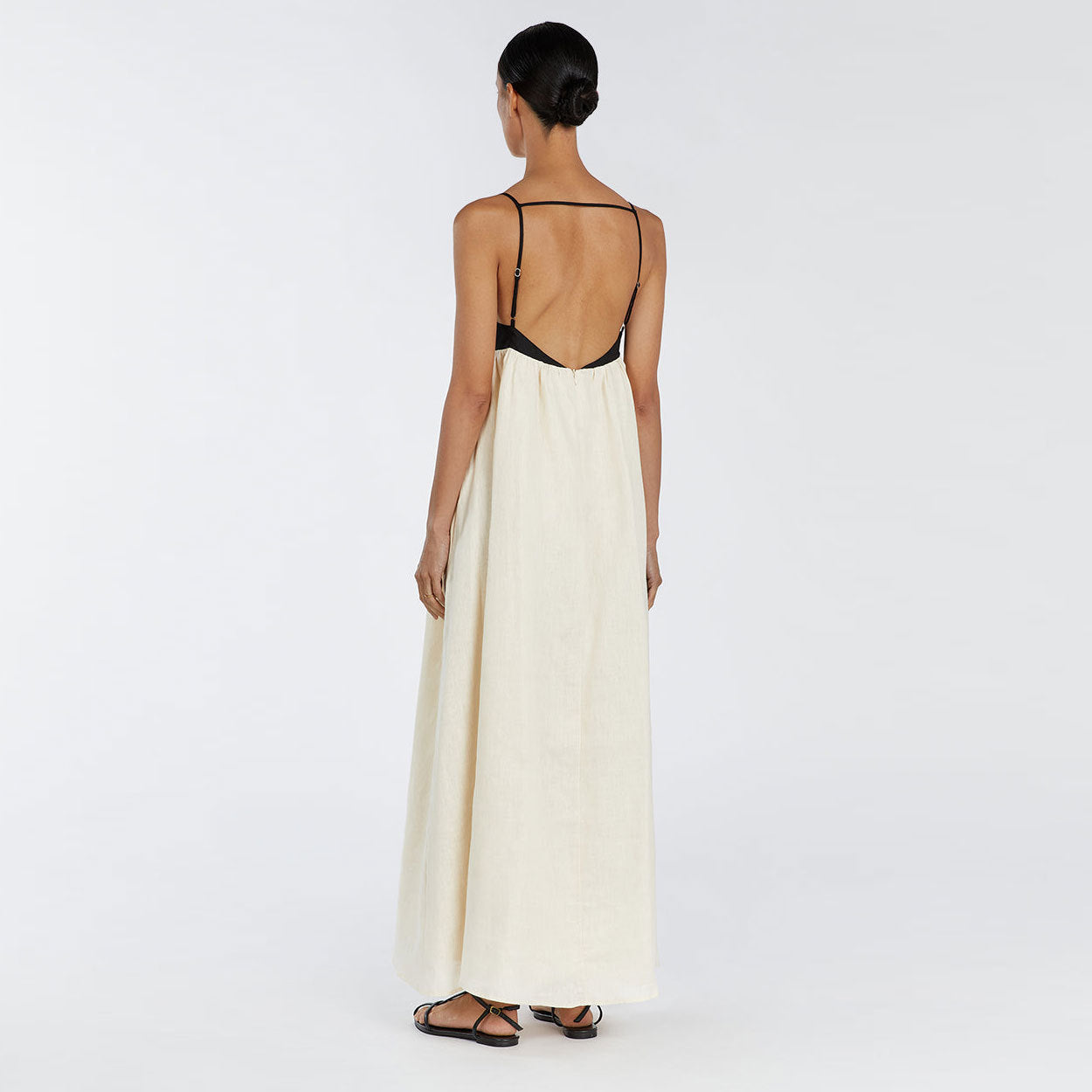 Boho Chic Linen Blend Slip Cotton Dress – Relaxed Summer Maxi Dress with Strappy Detail