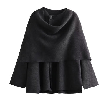 Spring Asymmetrical Scarf Short Loose Knit Coat Jacket