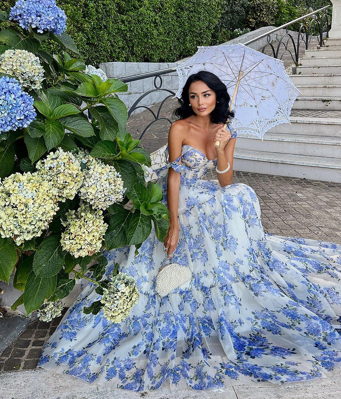 Elegant Off-Shoulder Long Chiffon Dress for Women