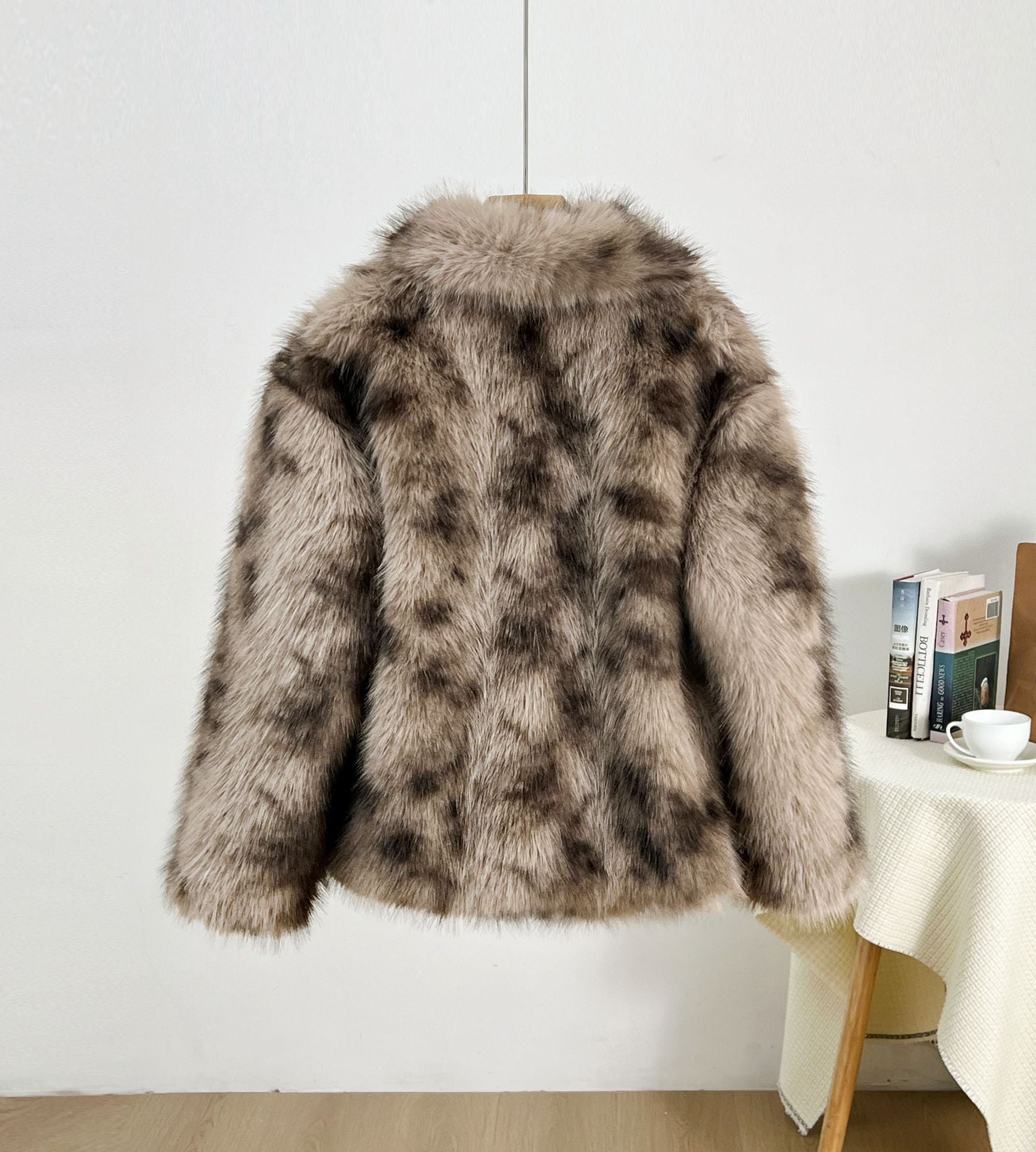 Faux Fur Oversized Shawl Collar Coat