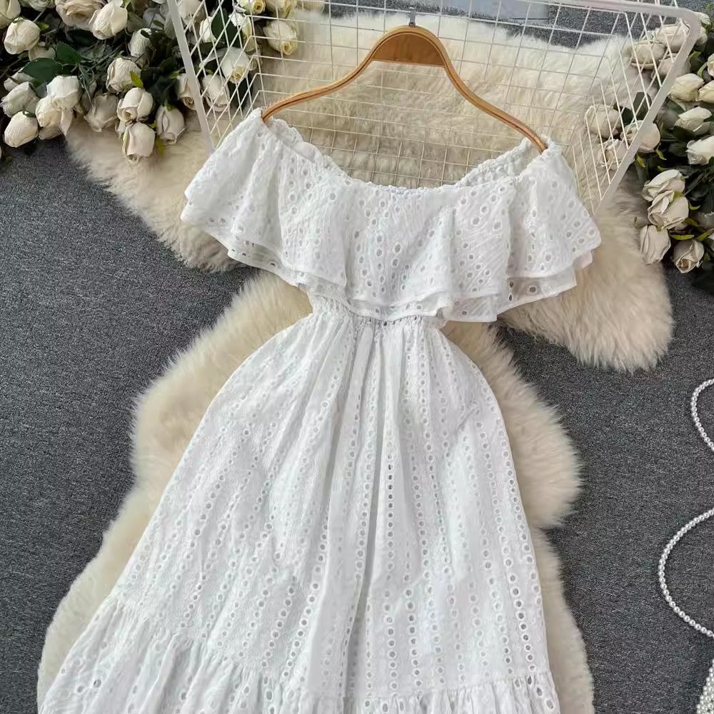 Sexy Off The Shoulder Embroidery Summer Vacation Dresses