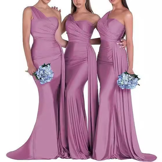 Sexy One Shoulder Mermaid Evening Dresses Bridesmaid Dresses