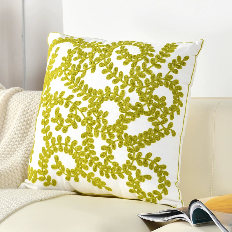 Embroidered Tulip Flower Pillow Cover
