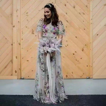 Waist-Cinching Lightweight Floral Wedding Dress