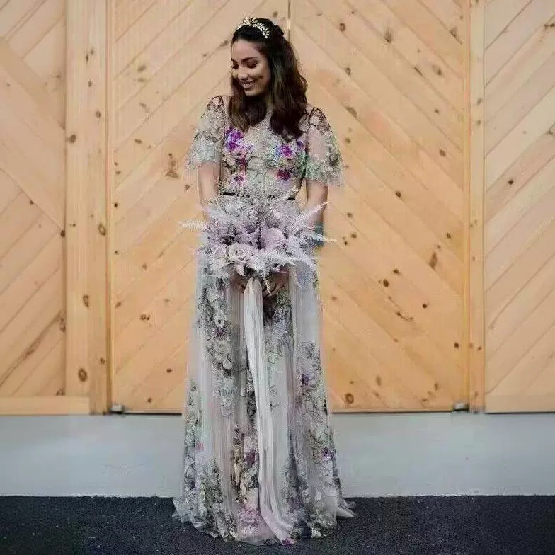 Waist-Cinching Lightweight Floral Wedding Dress