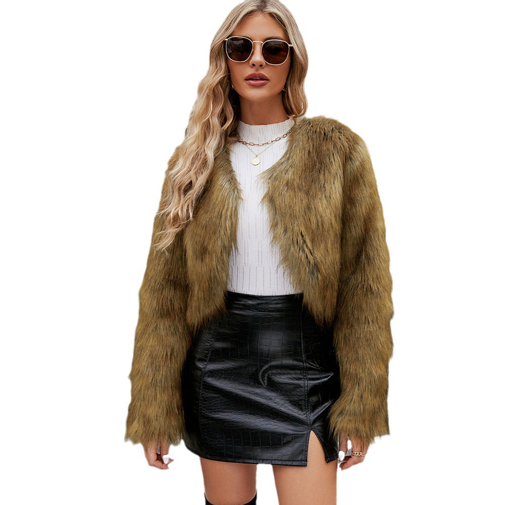 Fashionable Casual Women's Faux Fur Jacket