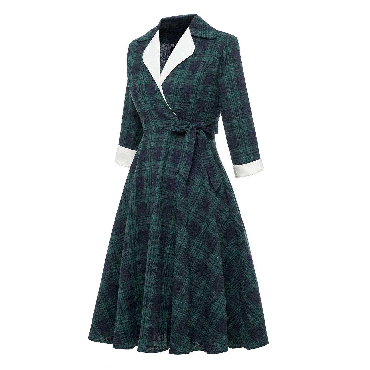 Vintage Plaid Long Sleeves Blazer Women Dresses-Dresses-Free Shipping at meselling99