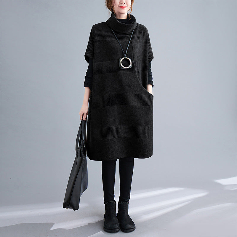 Elegant Turtleneck Plus Sizes Loose Dresses-Dresses-Free Shipping at meselling99