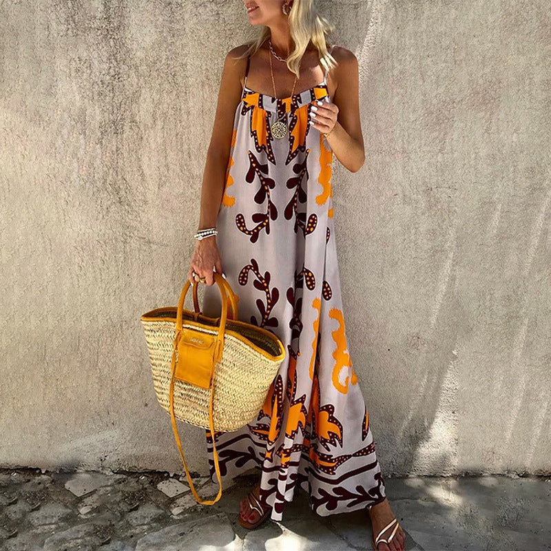 Elegant High-Waist Floral Print Sundress