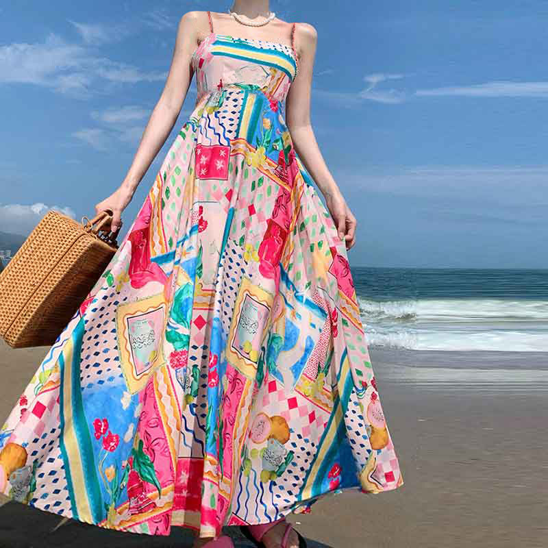 Elegant High-Waist Floral Print Sundress