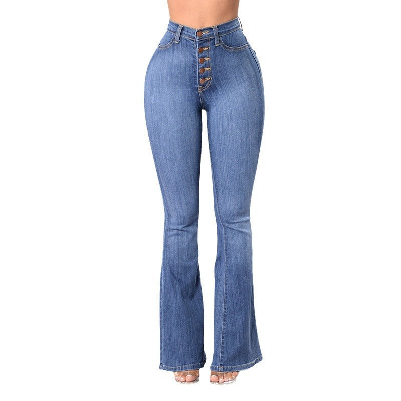 Casual High Waist Trumpet Jeans for Women