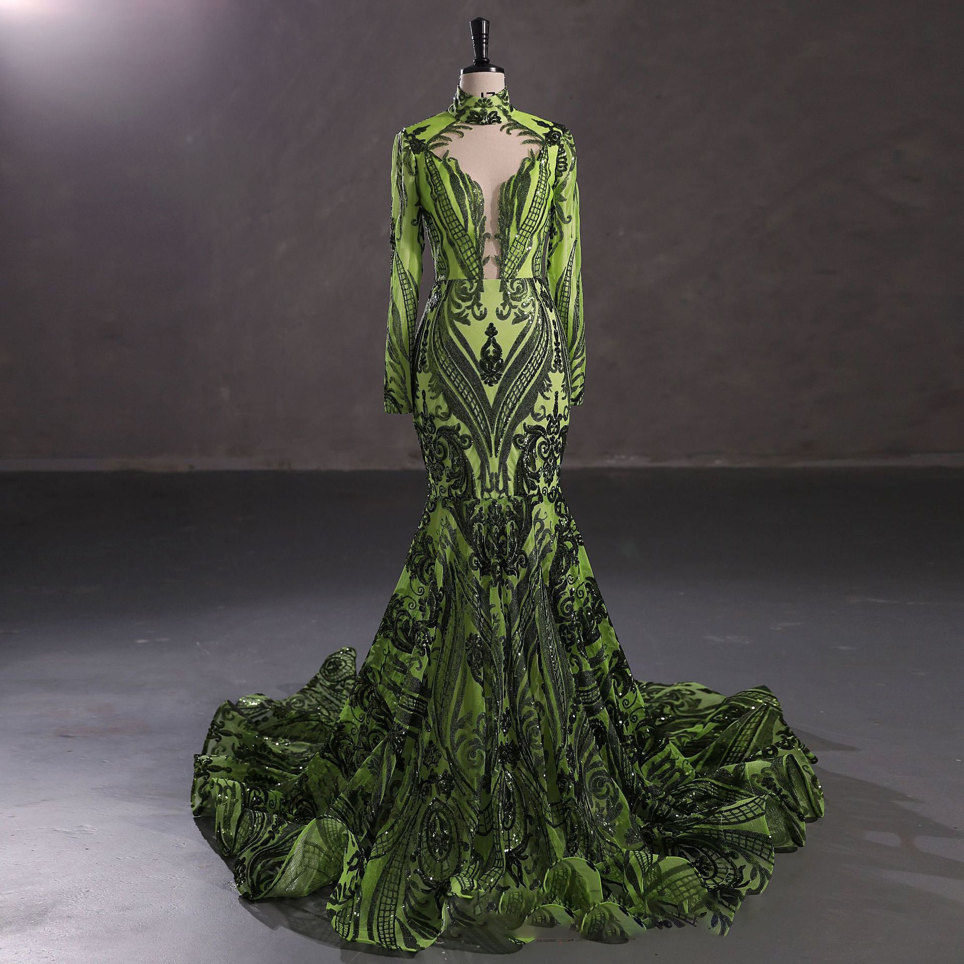 Luxury Long Sleeve High Waist Evening Dress/Wedding Dresses