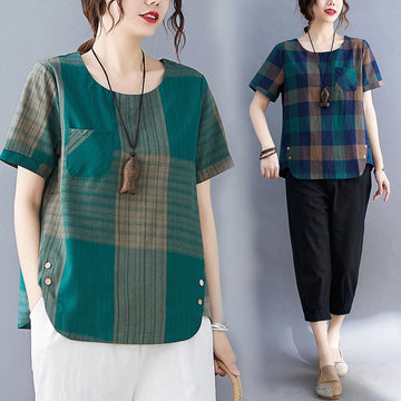 Vintage Stripe Cotton Linen T-Shirt